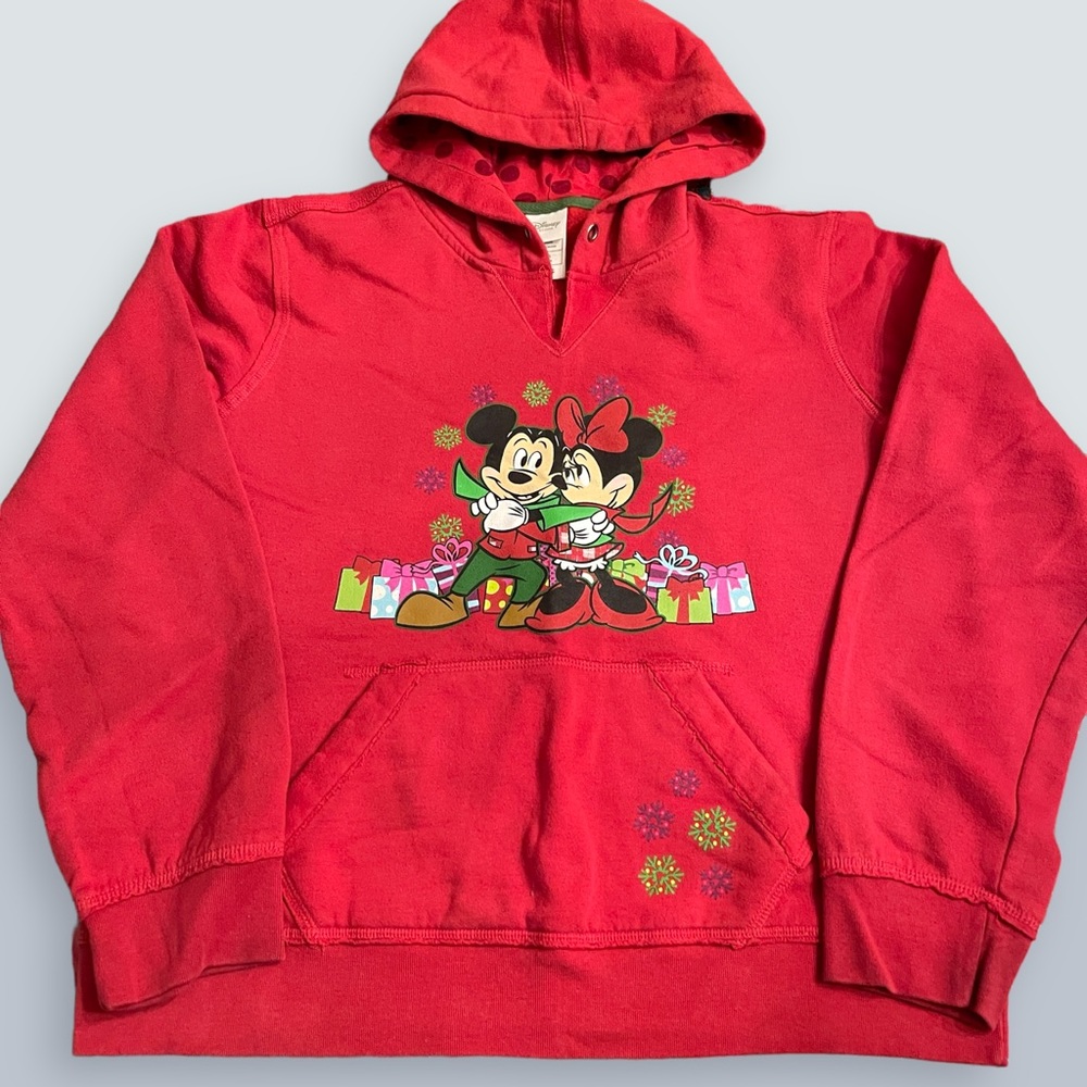 VINTAGE Unisex Disney Christmas Mickey and Minnie Mouse Hoodie XL